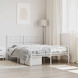 Metalowa rama łóżka z wezgłowiem i zanóżkiem, biała, 150x200 cm  Lumarko! - Inne meble do sypialni - miniaturka - grafika 1