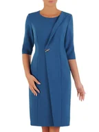 Sukienki - Elegancka turkusowa sukienka, kreacja z ozdobnie wyciętym przodem 27178 - ModBiS - miniaturka - grafika 1