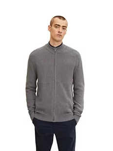 TOM TAILOR Męskie Kardigan ze stójką 1032291, 12075 - Stormy Gray Melange, 3XL - Swetry męskie - miniaturka - grafika 1