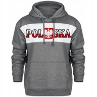 Bluzy męskie - BLUZA MESKA Z KAPTUREM KANGURKA Z NADRUKIEM POLSKA GODŁO DLA KIBICA XXL - miniaturka - grafika 1