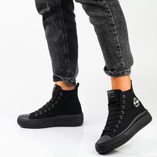 Czarne tekstylne trampki damskie na platformie LEE COOPER 1628L - Lee Cooper - Trampki damskie - miniaturka - grafika 1