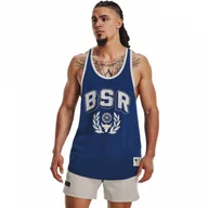 Koszulki sportowe męskie - Męski top treningowy Under Armour Project Rock BSR FLAG TANK - niebieski - UNDER ARMOUR - miniaturka - grafika 1