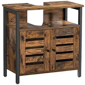 Szafki łazienkowe - Szafka pod umywalkę, szafka do przechowywania, 60 x 30 x 60 cm, ze stalową ramą, otwartą półką, drzwiami, - miniaturka - grafika 1