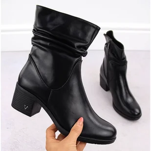 Botki damskie ocieplane na klocku czarne Vinceza 10547 - Botki damskie - miniaturka - grafika 1