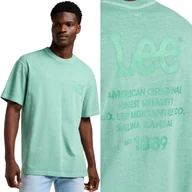 Koszulki męskie - Lee LOGO LOOSE TEE BARDZO LUŹNY ZIELONY BAWEŁNIANY T-SHIRT KOSZULKA LOGO S - miniaturka - grafika 1