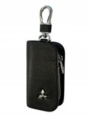 Etui na klucze - SKÓRZANE ETUI na klucze MITSUBISHI KLUCZYK samochodowy ELEGANCKI brelok - miniaturka - grafika 1