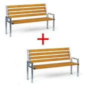 Ławki ogrodowe - Ławka zewnętrzna CITY z oparciem 1+1 GRATIS, ocynkowana, 1660 mm, limba - miniaturka - grafika 1