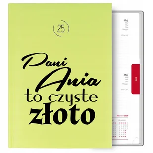 KALENDARZ KSIĄŻKOWY A5 dzienny A5 2025 SELEDYN Pani IMIĘ to złoto - Notesy i bloczki - miniaturka - grafika 1