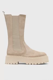 Steve Madden sztyblety zamszowe Vivianne damskie kolor beżowy na płaskim obcasie - Botki damskie - miniaturka - grafika 1