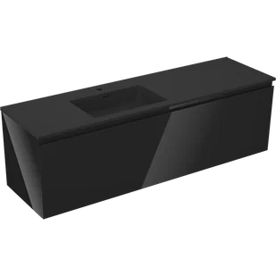 Mexen Orio szafka łazienkowa 160 cm z umywalką Otis lewą, 1S, 1D, czarna połysk/czarna mat - 91A13-16047-3-BBFF70-W18L71 - Szafki łazienkowe - miniaturka - grafika 1