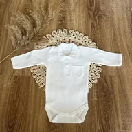 Body dla niemowląt - Mamatti Body POLO dziecięce długi rękaw białe 62 - miniaturka - grafika 1