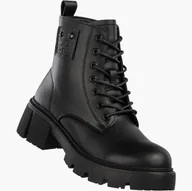 Botki damskie - Trapery Damskie Skórzane Buty Zimowe Botki Ocieplane Trzewiki Czarne Cambell Czarny 38 - miniaturka - grafika 1