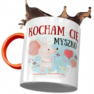 Kubki - Kubek Pomarańczowy z Myszą Myszką Słodki Prezent z Nadrukiem ze Zdjęciem + Opakowanie na prezent (wzór 04) - miniaturka - grafika 1