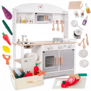 Kuchnia Dla Dzieci Drewniana Xxxl Modern Classic + Warzywa Naczynia - Zabawki AGD - miniaturka - grafika 1