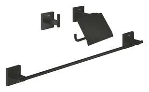 Grohe QuickFix Start Cube - Zestaw akcesoriów łazienkowych 3 w 1, czarny mat 411242430 - Wieszaki łazienkowe - miniaturka - grafika 1