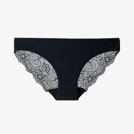 Majtki damskie - Figi z koronkowym wykończeniem - Czarny S - miniaturka - grafika 1