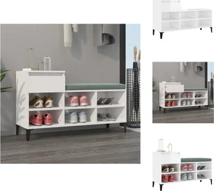 vidaXL Stojak na buty biały wysoki połysk 102x36x60 cm materiał drewnopochodny - Stojaki i szafki na buty - Szafki na buty - miniaturka - grafika 1