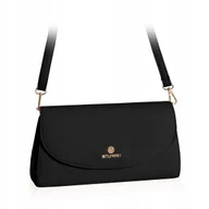 Torebki damskie - Betlewski Kopertówka CZARNY MILEY ze złotymi detalami - miniaturka - grafika 1