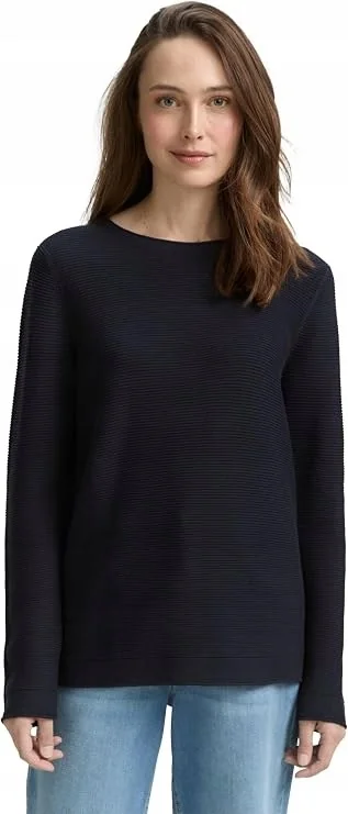 TOM TAILOR SWETER GRANATOWY KLASYCZNY CASUAL M 12GA