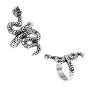 Pierścionki - Patynowany pierścionek ze stali, srebrny kolor, pofalowany wąż z kropkami - Rozmiar : 57 - Biżuteria e-shop - miniaturka - grafika 1