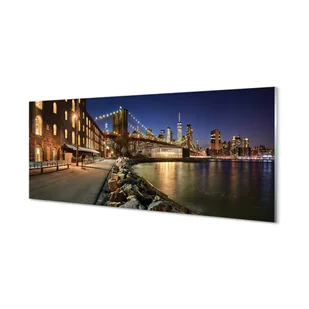 Kuchenny panel ochronny Noc rzeka wieżowce 125x50 cm - Tablice i flipcharty - miniaturka - grafika 1