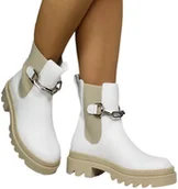 Botki damskie - Trzewiki Stylowe Nessi 22357 Biały 412 Białe Skóra Naturalna_TN - NESSI - miniaturka - grafika 1