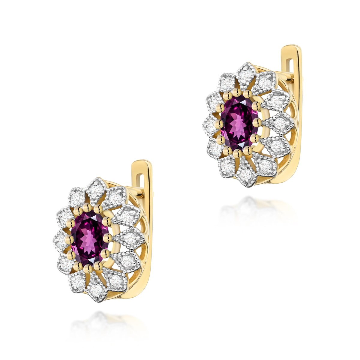 Złote kolczyki K0354 Rodolit 2 x 0,50ct żółte złoto pr. 585