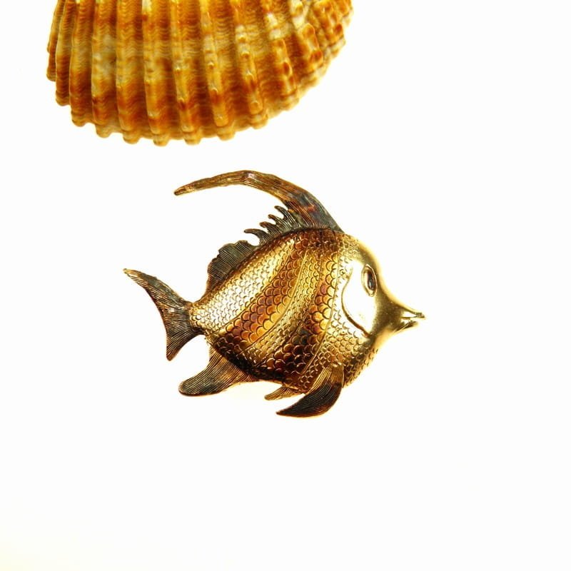 Broszka srebrna z Rybką Nemo- biżuteria artystyczna