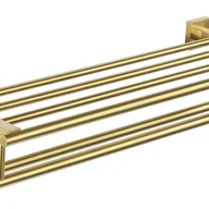 Wieszaki łazienkowe - Wieszak na ręczniki, wieszak na ręczniki z podwójnym relingiem, wieża ścienna do łazienki i toalety, złoty 50 cm - miniaturka - grafika 1