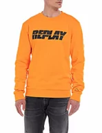 Bluzy męskie - Replay Bluza męska, 700 pomarańczowy, S - miniaturka - grafika 1