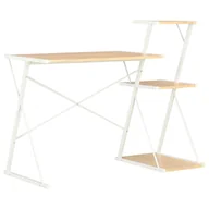 Biurka - vidaXL vidaXL Biurko z półką, biało-dębowe, 116x50x93 cm - miniaturka - grafika 1