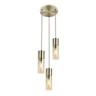 Lampy sufitowe - Globo Lighting Wisząca LAMPA loftowa ANNIKA 21000-3HM szklana OPRAWA kaskada ZWIS tuby mosiężne bursztynowe 21000-3HM - miniaturka - grafika 1