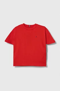 Koszulki dla chłopców - Tommy Hilfiger t-shirt bawełniany dziecięcy kolor czerwony gładki - grafika 1