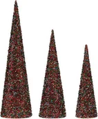 Ozdoby bożonarodzeniowe - Dekoracja świąteczna stożek cekiny 16,5 x 60 x 16,5 cm Niebieski Różowy - miniaturka - grafika 1