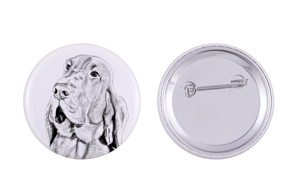 Bloodhound, Pies św. Huberta - przypinka z twoim psem, dodaj własne foto, marka Art-Dog