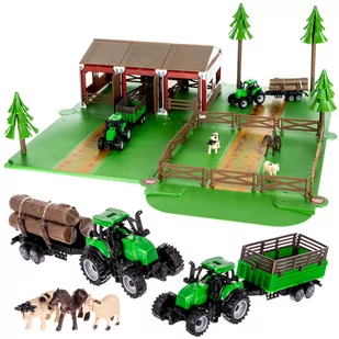 Farma Zagroda Zwierzątka Zwierzęta Traktor Przyczepa Figurki Krowa Koń 102 KRUZZEL - Samochody i pojazdy dla dzieci - miniaturka - grafika 1