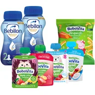 Mleko modyfikowane - Zestaw Bebilon Advance Pronutra 2, mleko następne gotowe do spożycia, po 6 miesiącu, 2 x 200 ml + BoboVita chrupeczki, 20 g + deser, 4 x 80 g - miniaturka - grafika 1