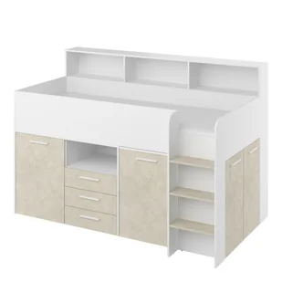 Łóżko Piętrowe Neo Prawe Biały Mat / Granada Migdał MebloCross Granada Migdał, Biały - Łóżka dla dzieci i młodzieży - miniaturka - grafika 1