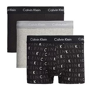 Spodenki damskie - Calvin Klein 3P Low Rise Trunk Bokserki (szorty) Mężczyźni, Czarny/szary Heather/Subdued Logo, M - grafika 1