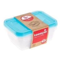 Pojemniki kuchenne - Zestaw 3 prostokątnych pojemników na żywność 1,25 l niebieski fredo "fresh" 20,5 x 15,5 x 6,5 cm keeeper - miniaturka - grafika 1