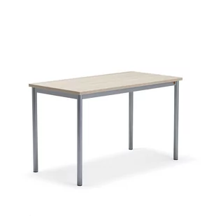 Biurko SONITUS PLUS, 1200x600x720 mm, HPL popielaty, redukcja hałasu, szary aluminium - Meble do szkół i przedszkoli - miniaturka - grafika 1