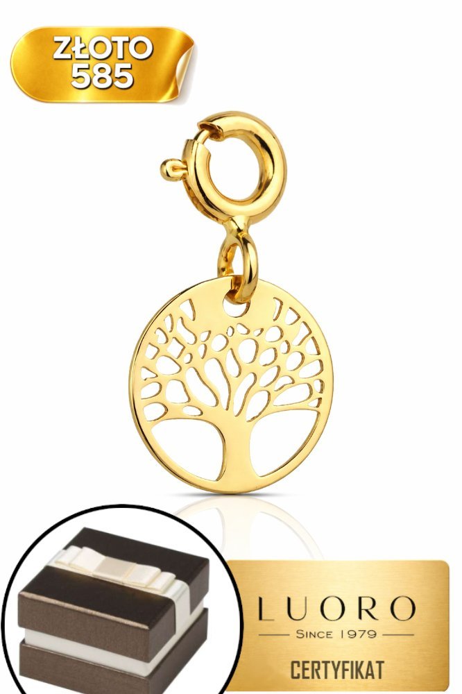 ZAWIESZKA ZŁOTA 585 14K DRZEWKO SZCZĘŚCIA KÓŁKO 1,5 CM ELEGANCKA