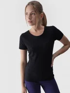 Koszulki sportowe damskie - Damski t-shirt z nadrukiem 4F 4FWMM00TTSHF1846 - czarny - miniaturka - grafika 1