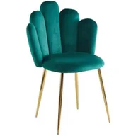 Krzesła - Krzesło muszelka zielone DC-1800 Złote nogi, Welur - miniaturka - grafika 1