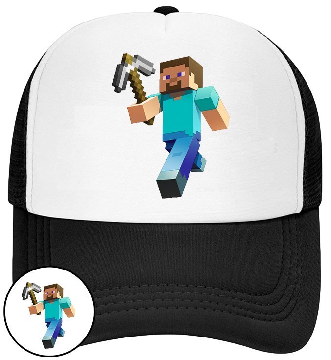 CZAPKA Z DASZKIEM MINECRAFT DLA DZIECI NA LATO CZARNA BEJSBOLÓWKA
