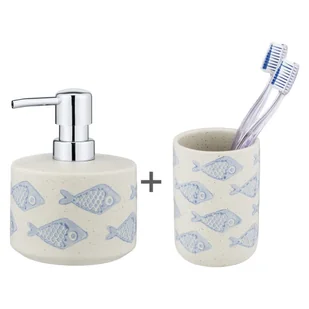 Biało-niebieski ceramiczny zestaw akcesoriów łazienkowych Aquamarin – Wenko - Akcesoria łazienkowe - miniaturka - grafika 1