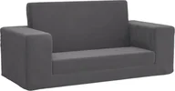 Sofy i kanapy - vidaXL Sofa rozkładana dla dzieci 2-osobowa antracyt Miękki plusz - miniaturka - grafika 1