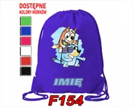 Worki na buty - WOREK SZKOLNY NA WF SPORTOWY NIEBIESKI PIESEK BINGO TATA MAMA - IMIĘ - miniaturka - grafika 1