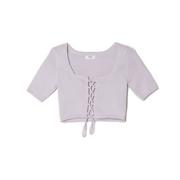 Swetry damskie - Cropp - Liliowa swetrowa bluzka z wiązaniem - Fioletowy - miniaturka - grafika 1