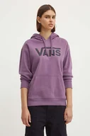 Bluzy damskie - Vans bluza damska kolor fioletowy z kapturem z nadrukiem VN000A5RCIF1 - miniaturka - grafika 1
